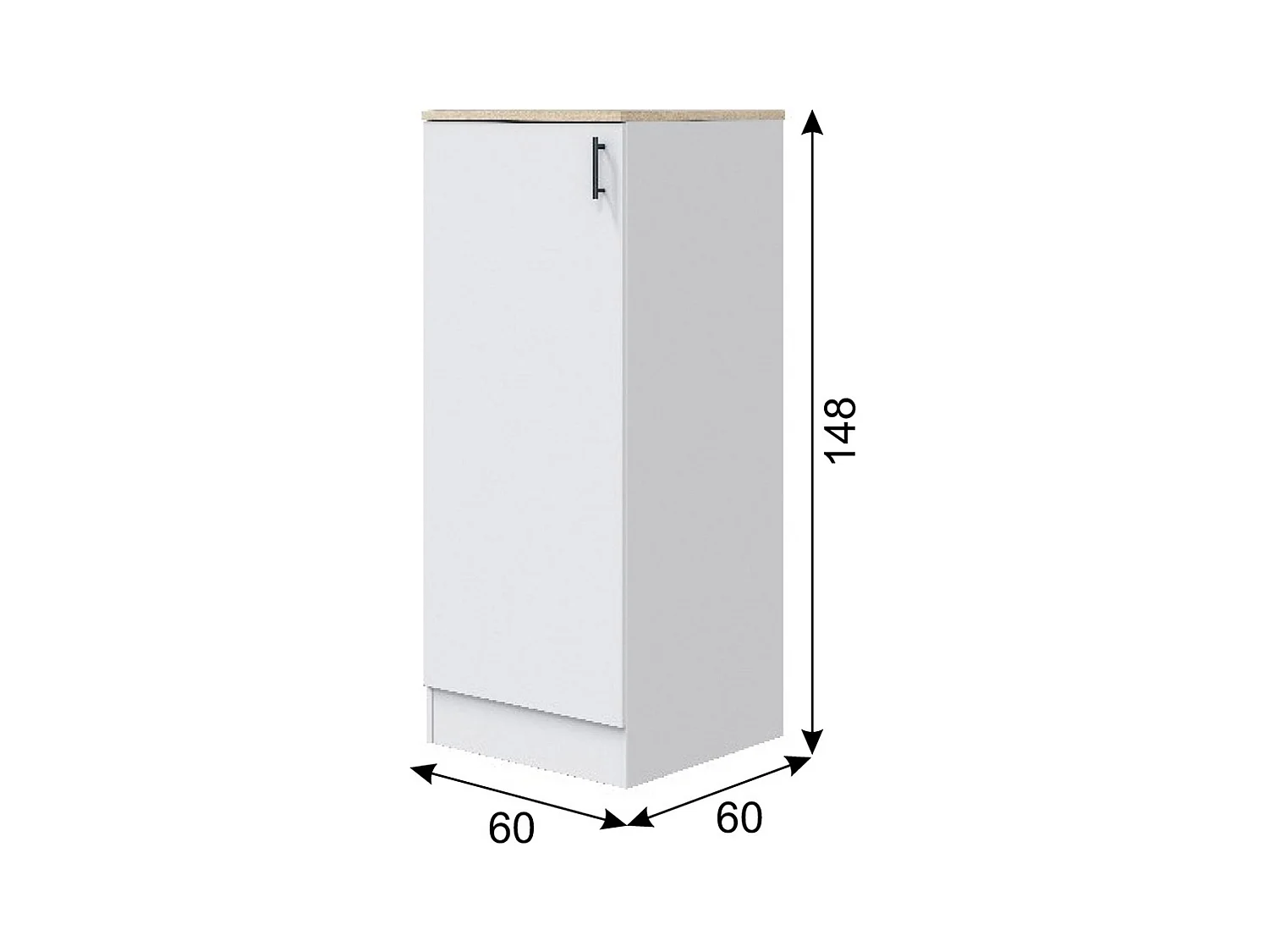 Ensemble de cuisine composé de 3 modules coloris blanc brillant/chêne canadien