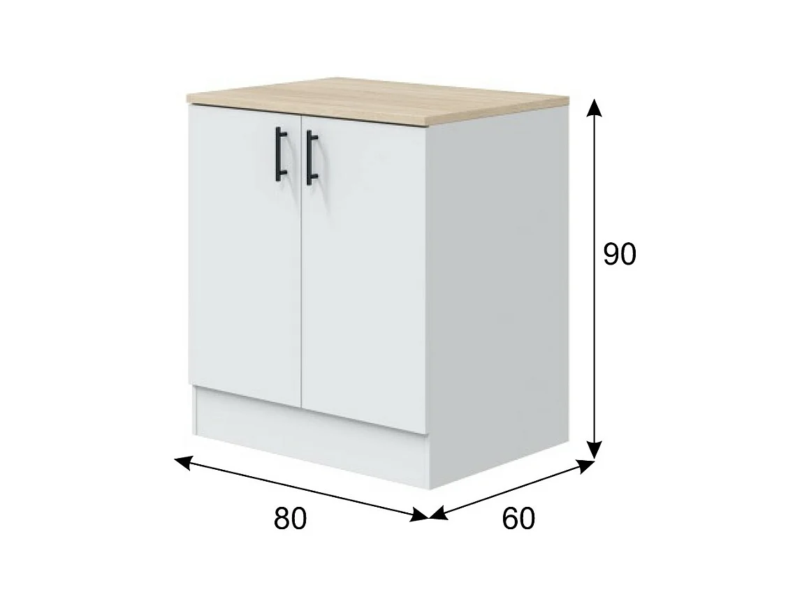 Ensemble de cuisine de 6 éléments coloris blanc brillant/chêne canadien