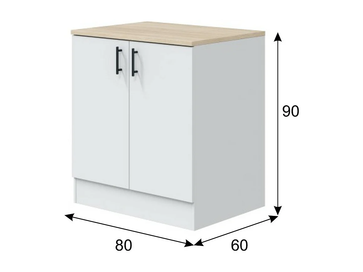 Ensemble de cuisine de 6 éléments coloris blanc brillant/chêne canadien