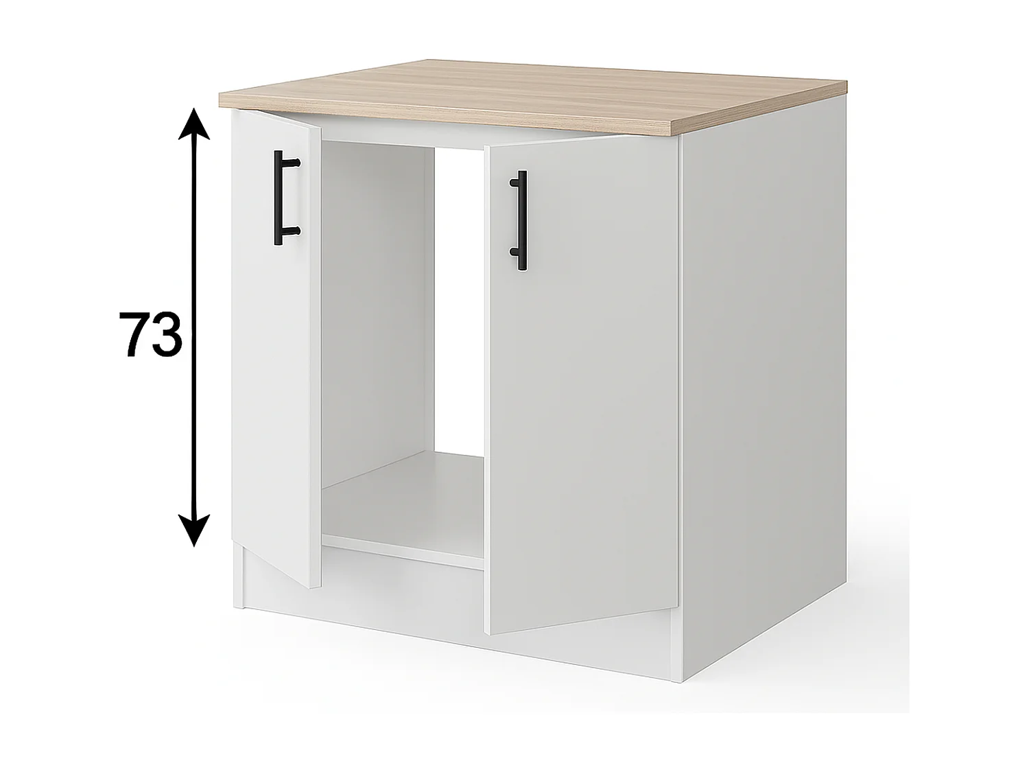 Ensemble de cuisine avec 7 éléments coloris blanc brillant/chêne canadien