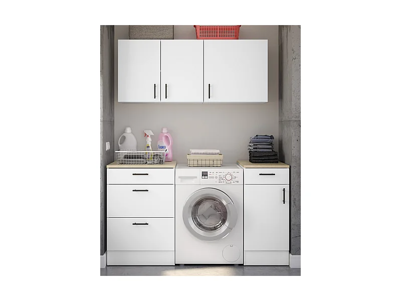 Ensemble de cuisine de modules coloris blanc brillant/chêne canadien