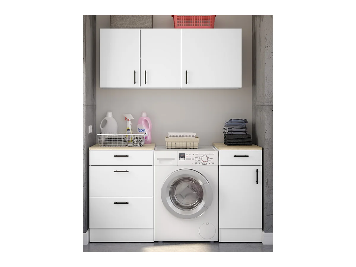 Ensemble de cuisine de modules coloris blanc brillant/chêne canadien