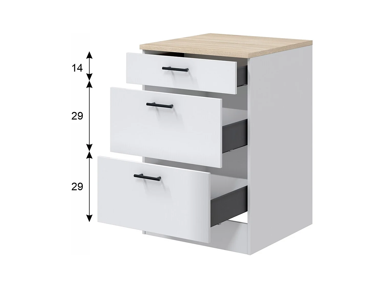 Ensemble de cuisine de modules coloris blanc brillant/chêne canadien