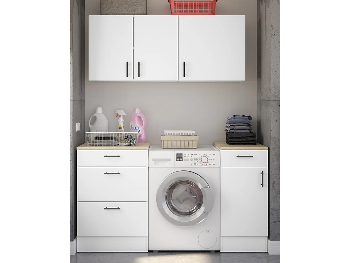 Ensemble de cuisine de modules coloris blanc brillant/chêne canadien