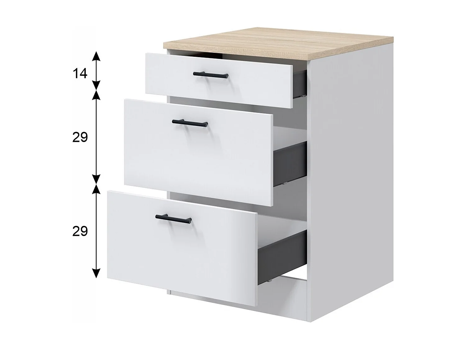 Ensemble de cuisine de modules coloris blanc brillant/chêne canadien