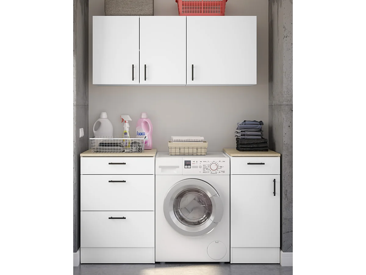 Ensemble de cuisine de modules coloris blanc brillant/chêne canadien