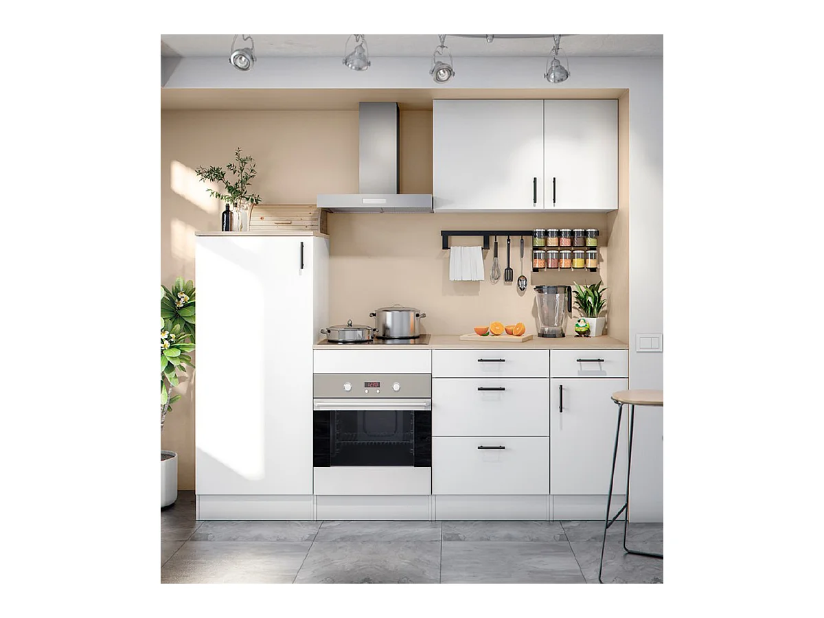 Ensemble de cuisine composé de 6 éléments colors blanc brillant/chêne canadien