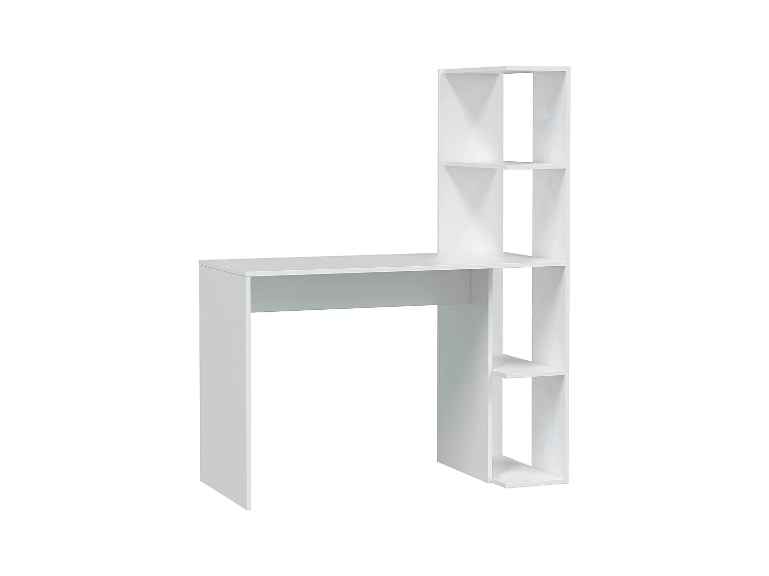 Table du bureau, meuble du bureau réversible avec étagère en bois coloris Blanc artik - hauteur 136 x longueur 110 x profondeur 52 cm