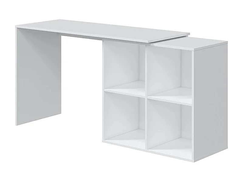 Table du bureau, meuble du bureau réversible en bois coloris blanc artic - hauteur 74 x longueur 120-152 x profondeur 77 cm