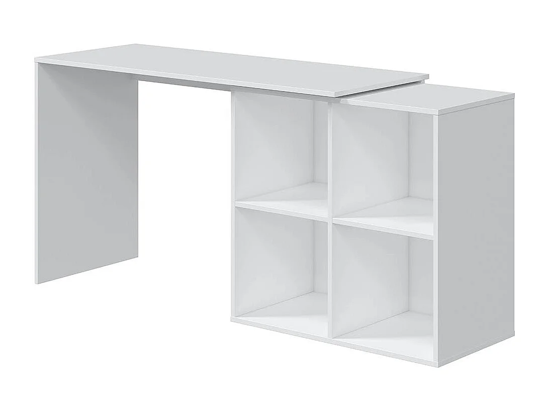 Table du bureau, meuble du bureau réversible en bois coloris blanc artic - hauteur 74 x longueur 120-152 x profondeur 77 cm