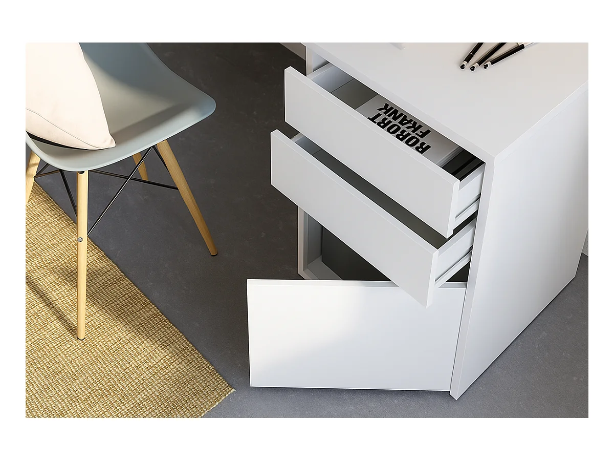 Table du bureau, meuble du bureau réversible en bois coloris Blanc artik - hauteur 74 x longueur 60 x profondeur 138 cm