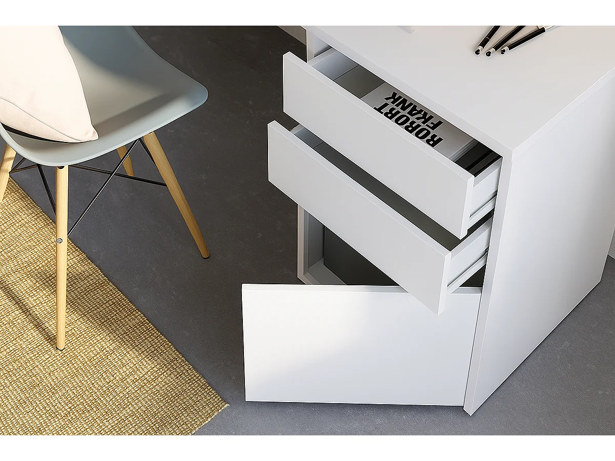 Table du bureau, meuble du bureau réversible en bois coloris Blanc artik - hauteur 74 x longueur 60 x profondeur 138 cm