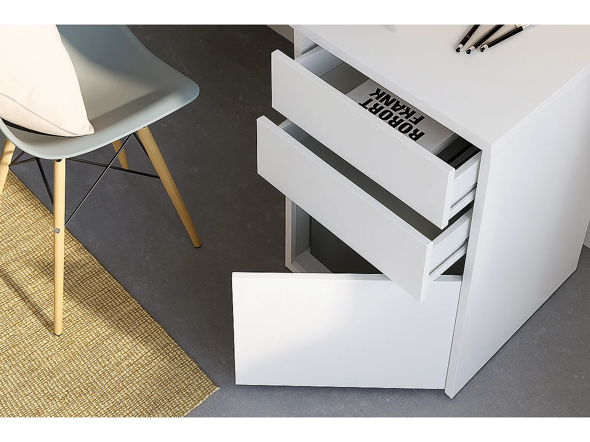 Table du bureau, meuble du bureau réversible en bois coloris Blanc artik - hauteur 74 x longueur 60 x profondeur 138 cm