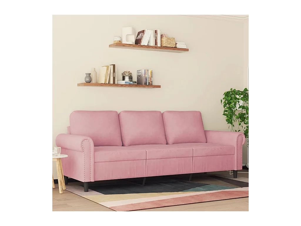 Divano a 3 Posti rosa 180 cm in Velluto