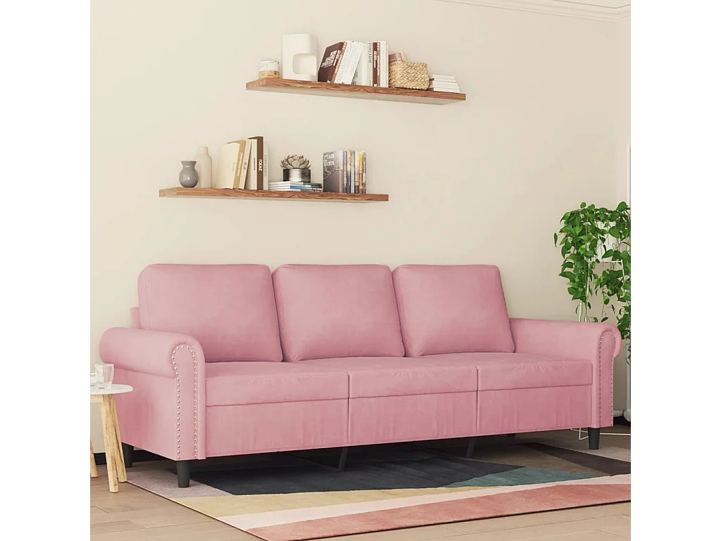 Canapé à 3 places Rose 180 cm Velours