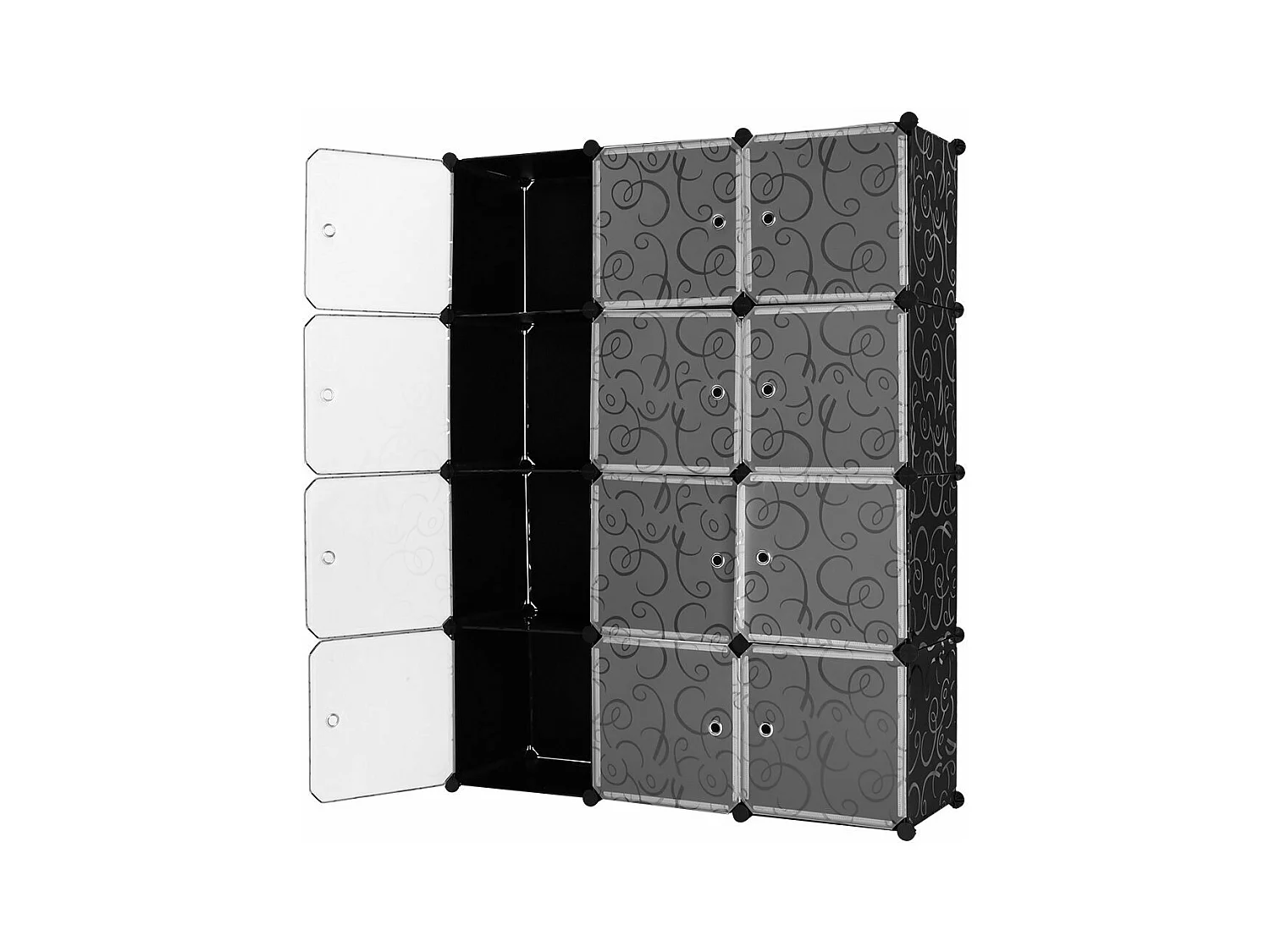 Armadio Armadietto Mobiletto Modulare Quadrato Nero con 12 Scomparti Per Ufficio Casa Componibile Modulabile