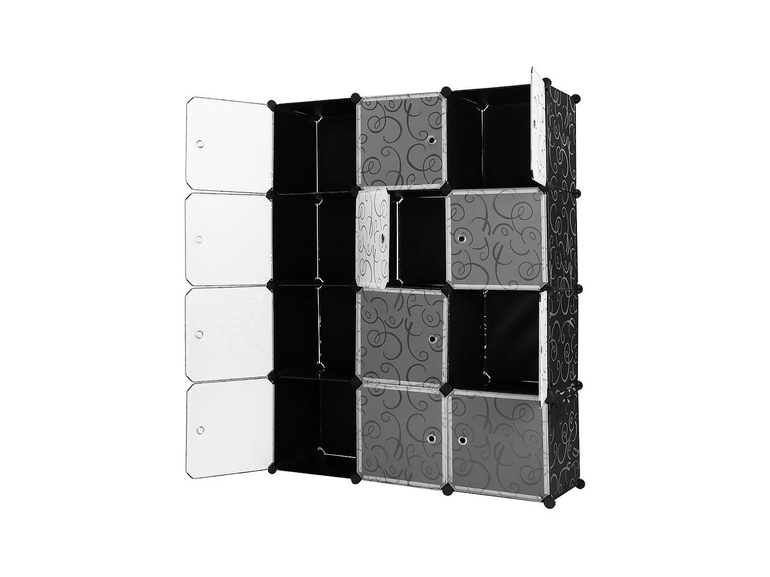 Armadio Armadietto Mobiletto Modulare Quadrato Nero con 12 Scomparti Per Ufficio Casa Componibile Modulabile