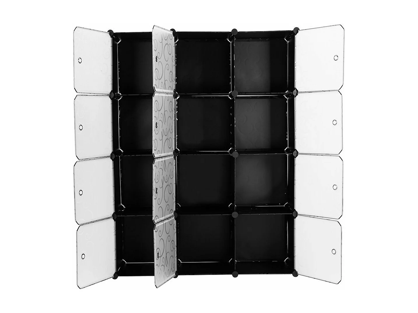 Armadio Armadietto Mobiletto Modulare Quadrato Nero con 12 Scomparti Per Ufficio Casa Componibile Modulabile