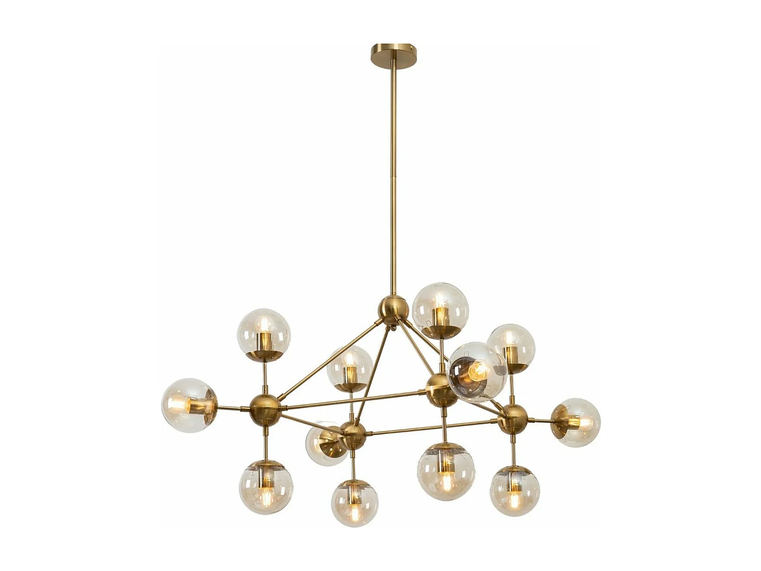 Grande suspension dorée à 12 sphères - Carolyn