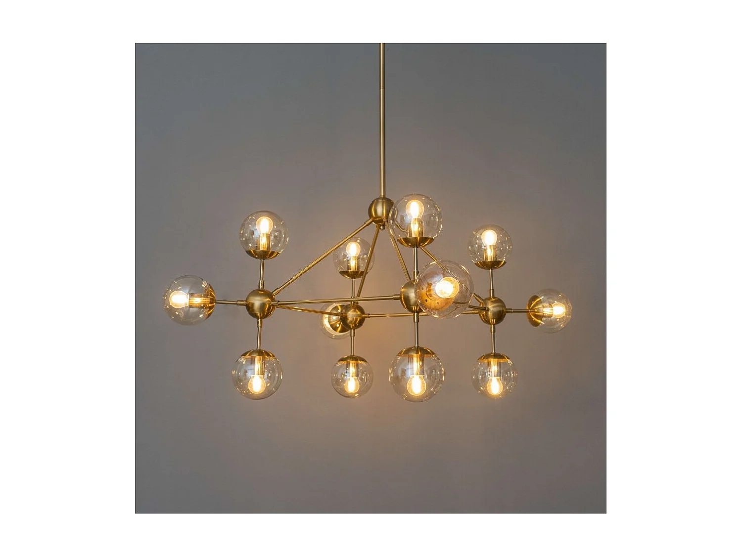 Grande suspension dorée à 12 sphères - Carolyn