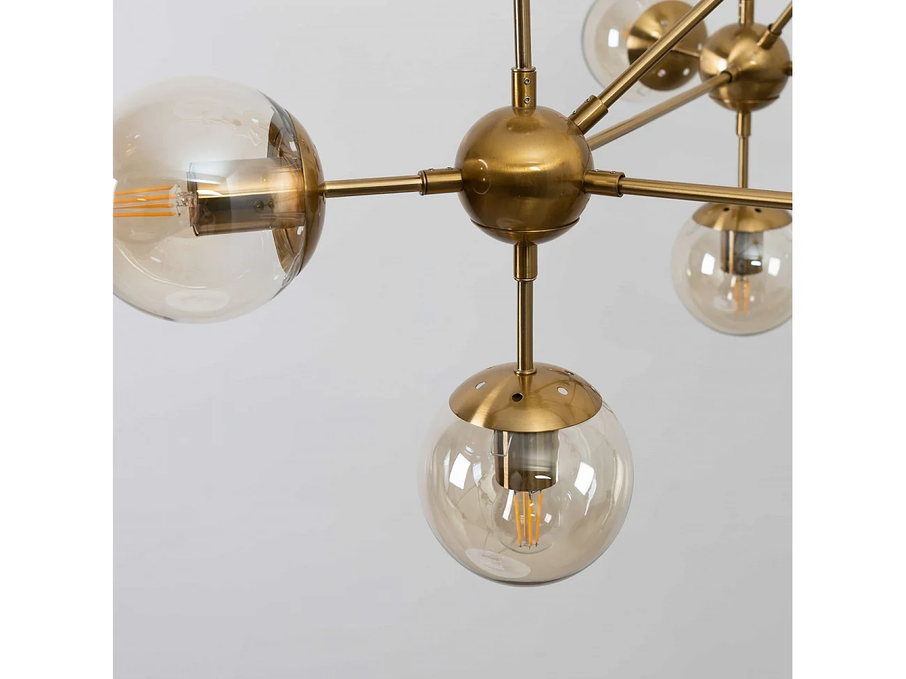 Grande suspension dorée à 12 sphères - Carolyn