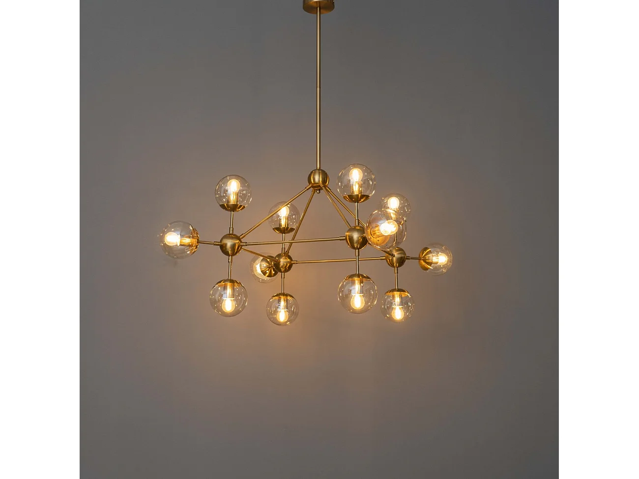 Grande suspension dorée à 12 sphères - Carolyn