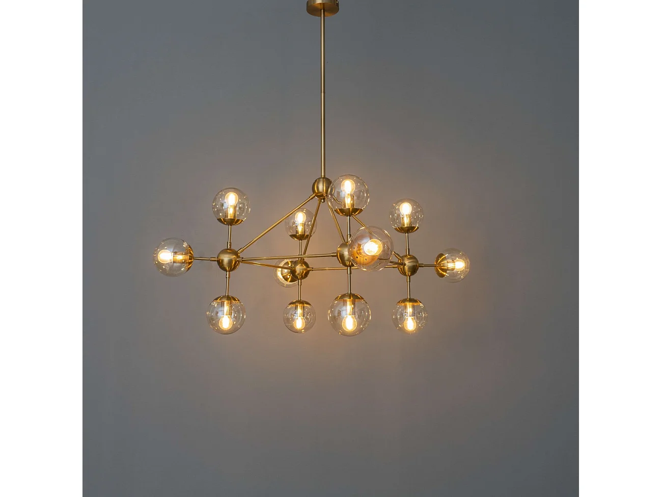 Grande suspension dorée à 12 sphères - Carolyn