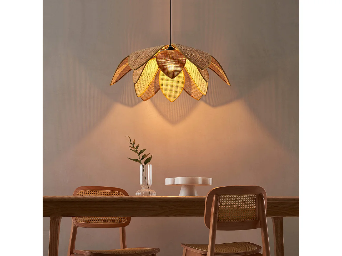 Suspension tendance en rotin tressé - Mariella