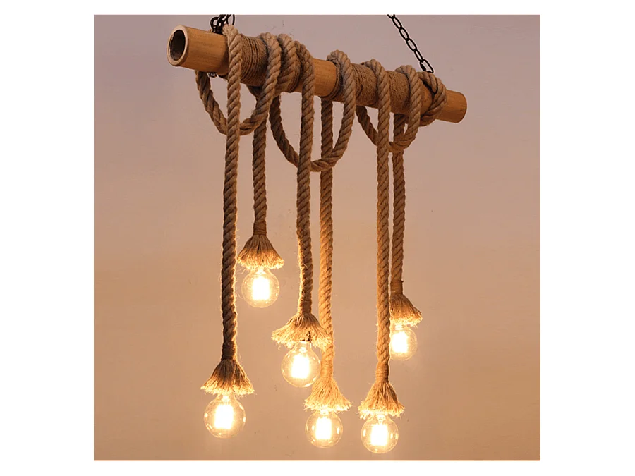 Suspension vintage bambou et 6 cordes  - Zephyr