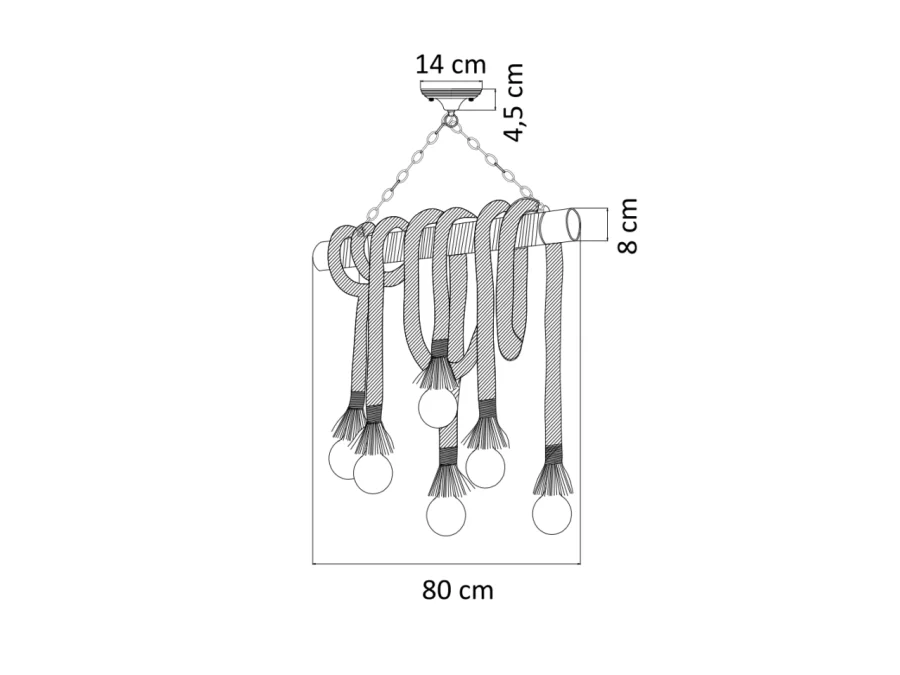 Suspension vintage bambou et 6 cordes  - Zephyr