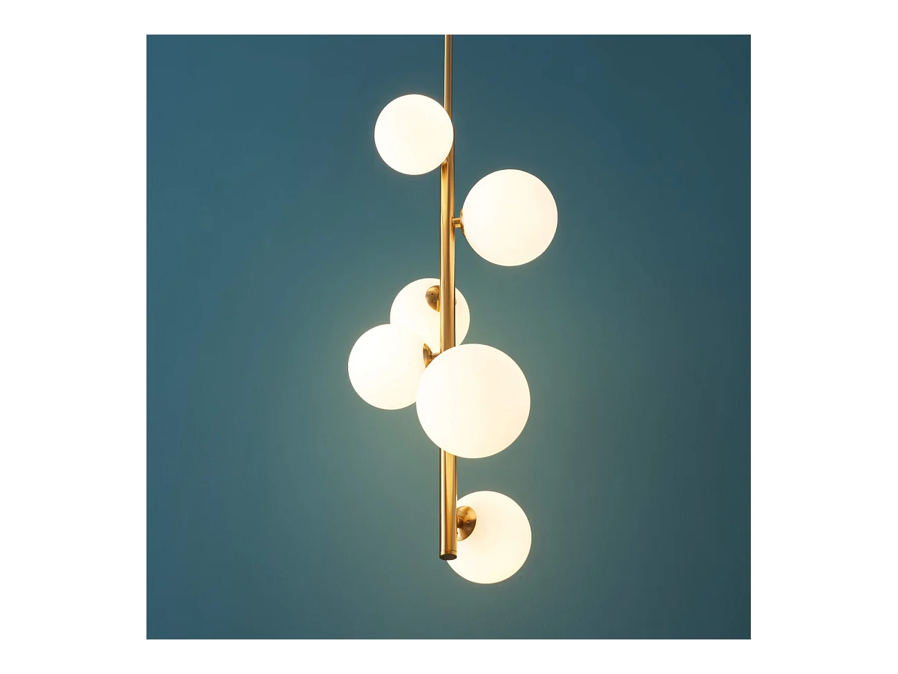 Suspension verticale métal doré verre blanc - Marbella