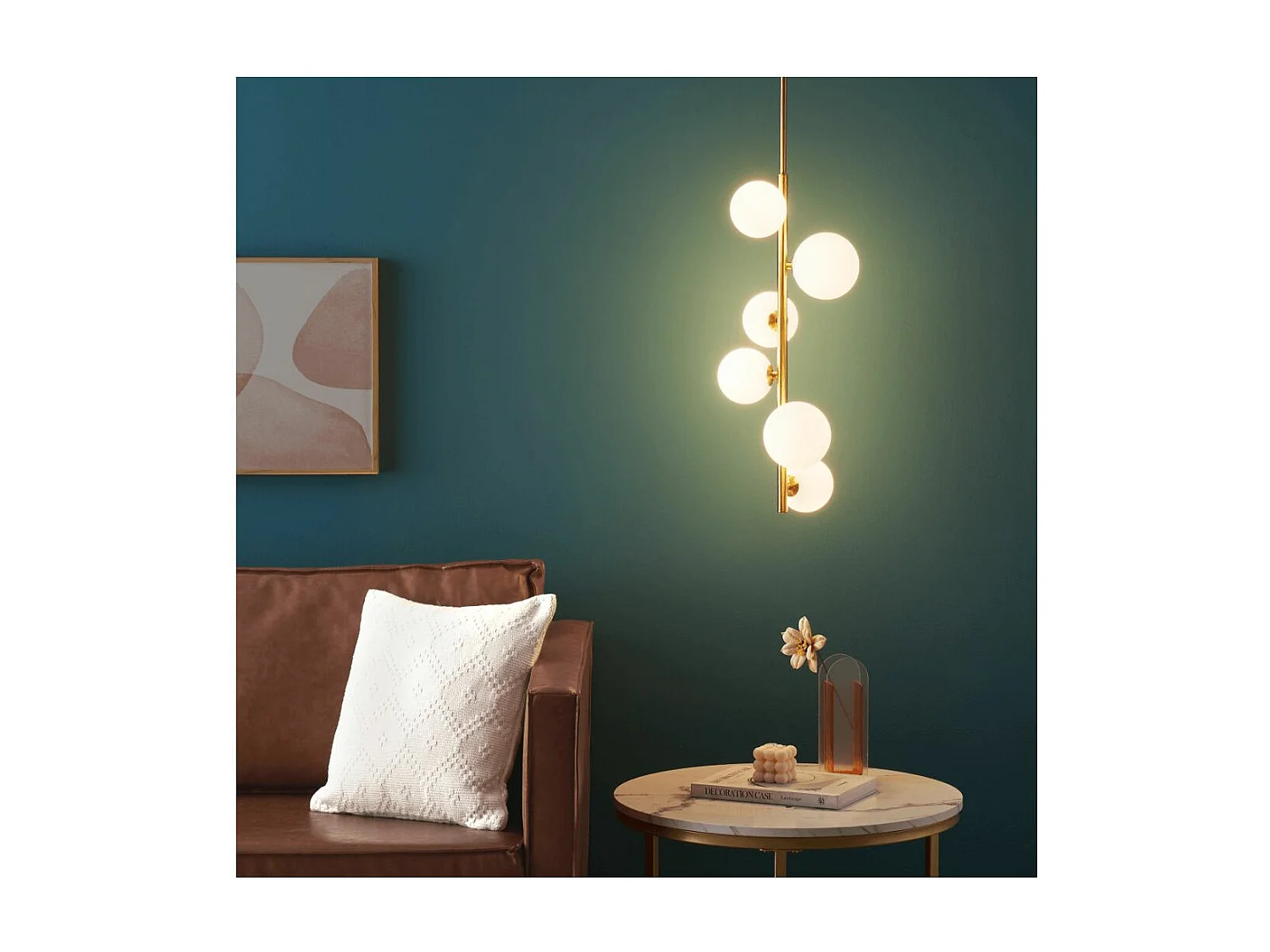 Suspension verticale métal doré verre blanc - Marbella