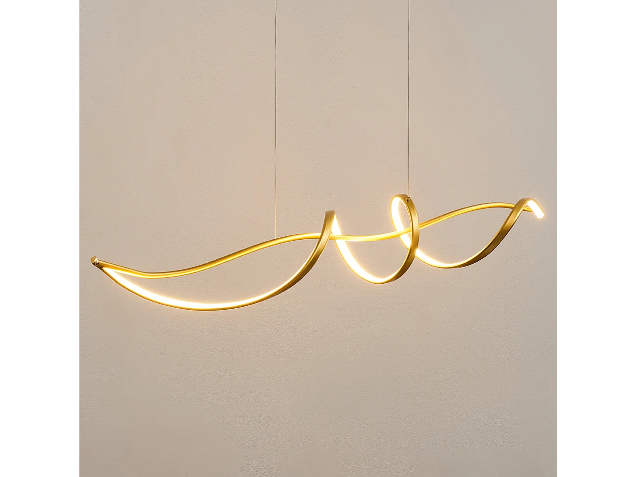 Grande suspension spirale dorée 120 cm LED dimmable - Lybella