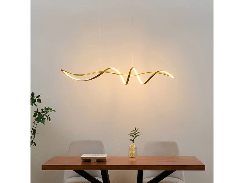 Grande suspension spirale dorée 120 cm de long - Lybella