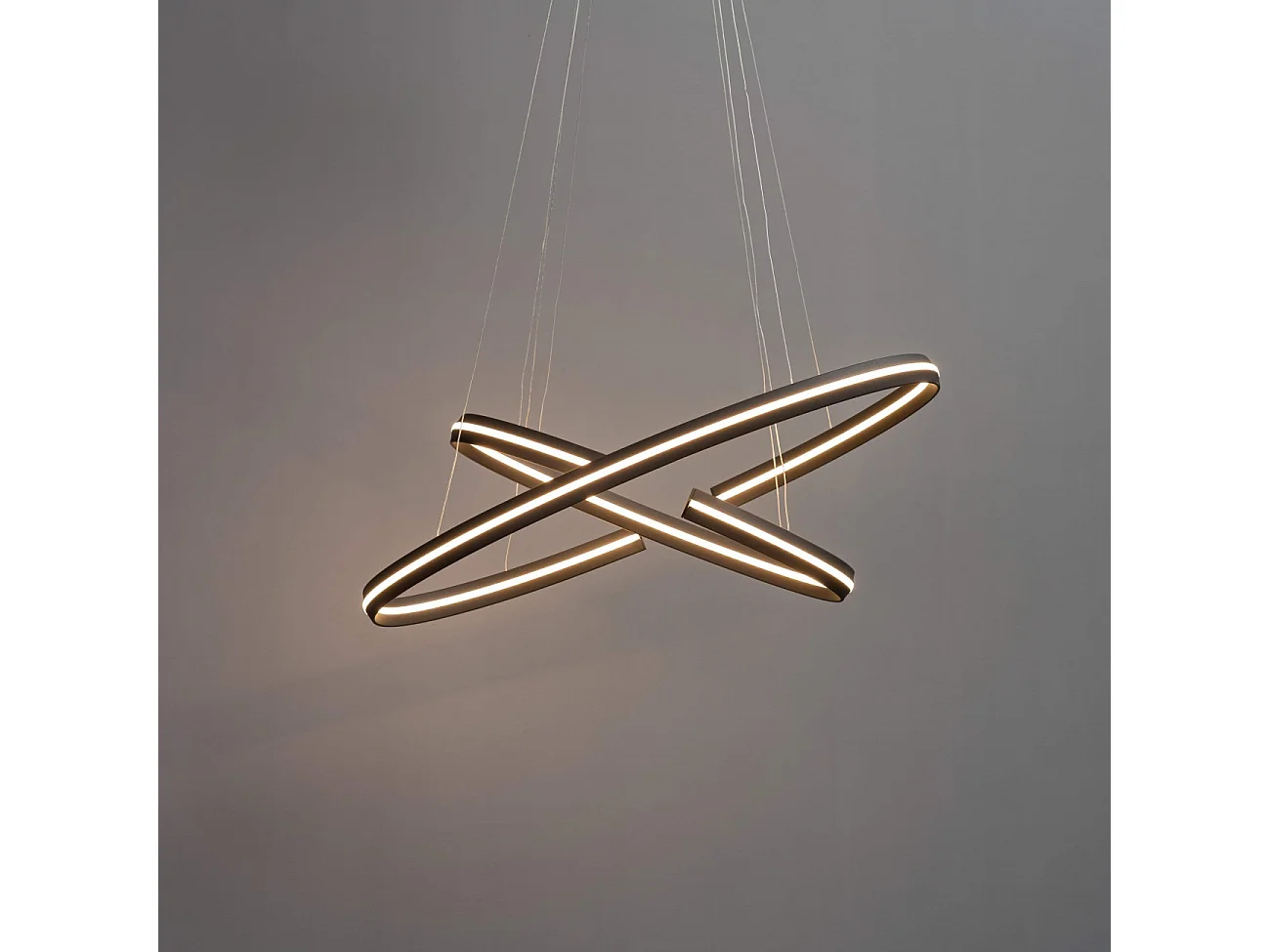 Grande suspension 80 cm design anneaux noirs LED - Ludiane