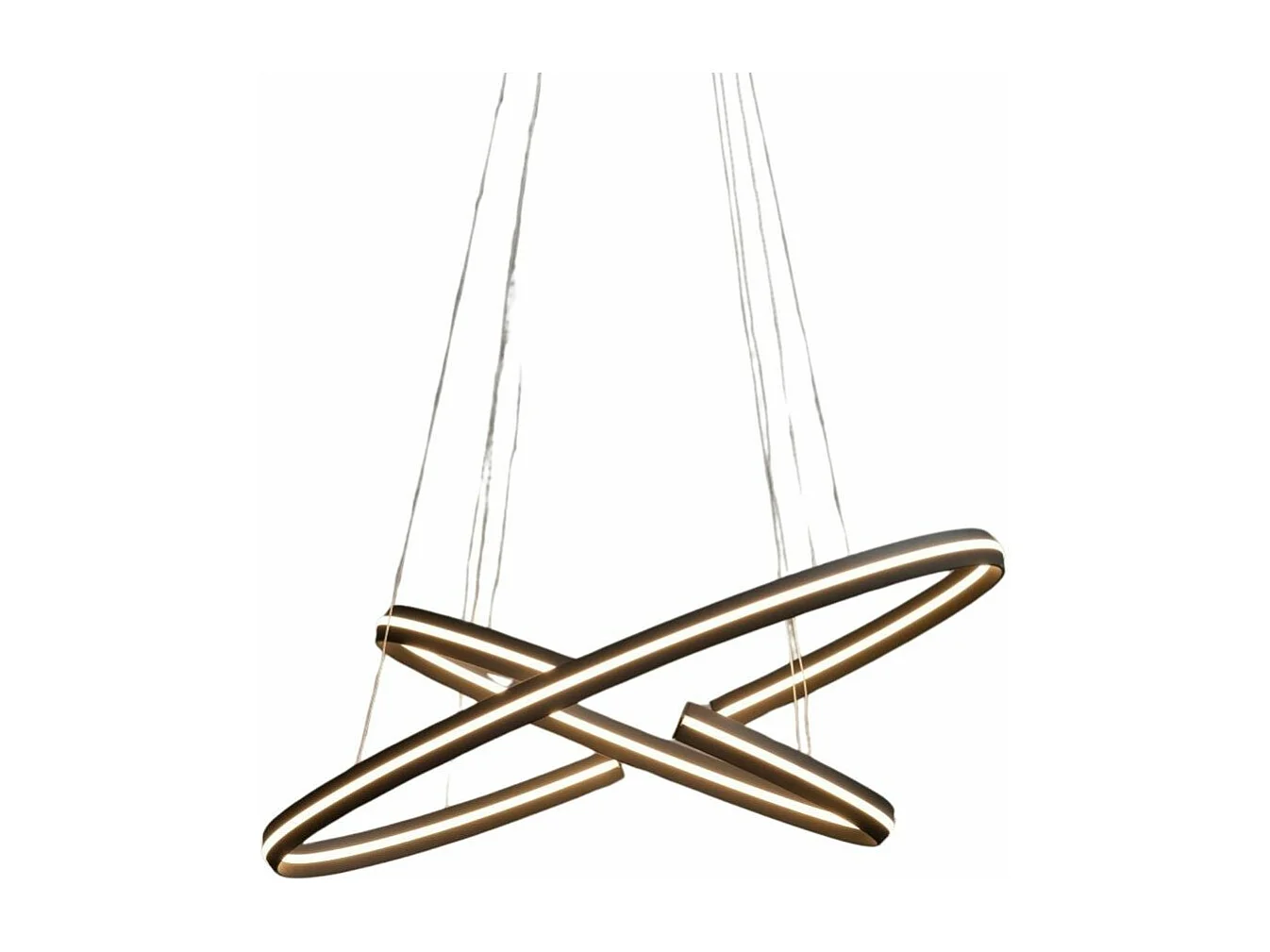Grande suspension 80 cm design anneaux noirs LED - Ludiane