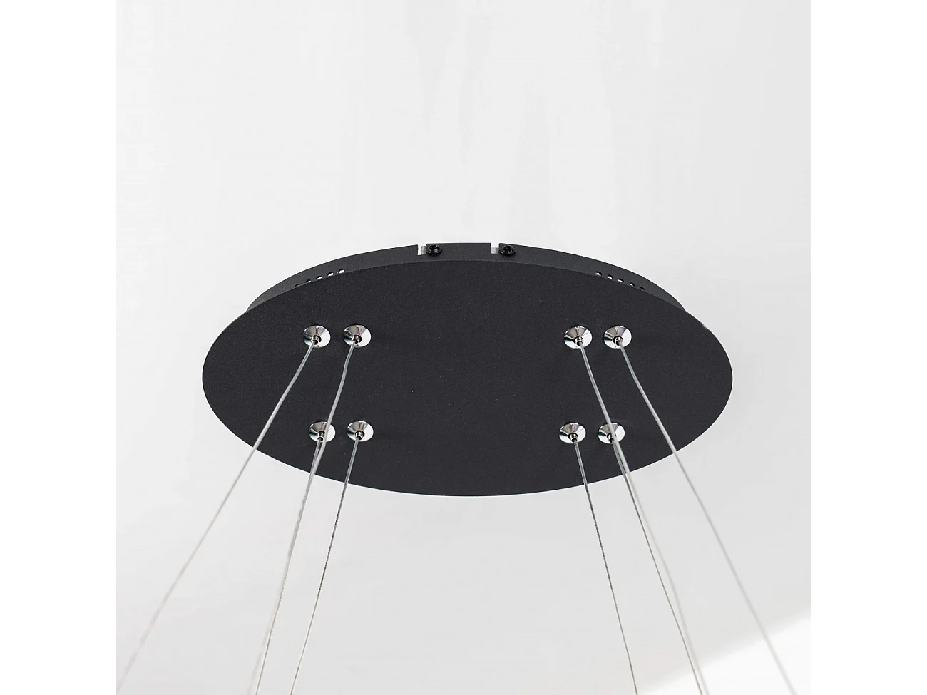Grande suspension 80 cm design anneaux noirs LED - Ludiane