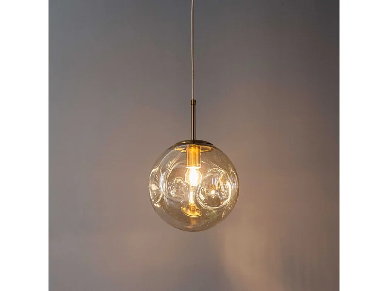 Suspension contemporaine à fossettes en verre ambré - Nourot