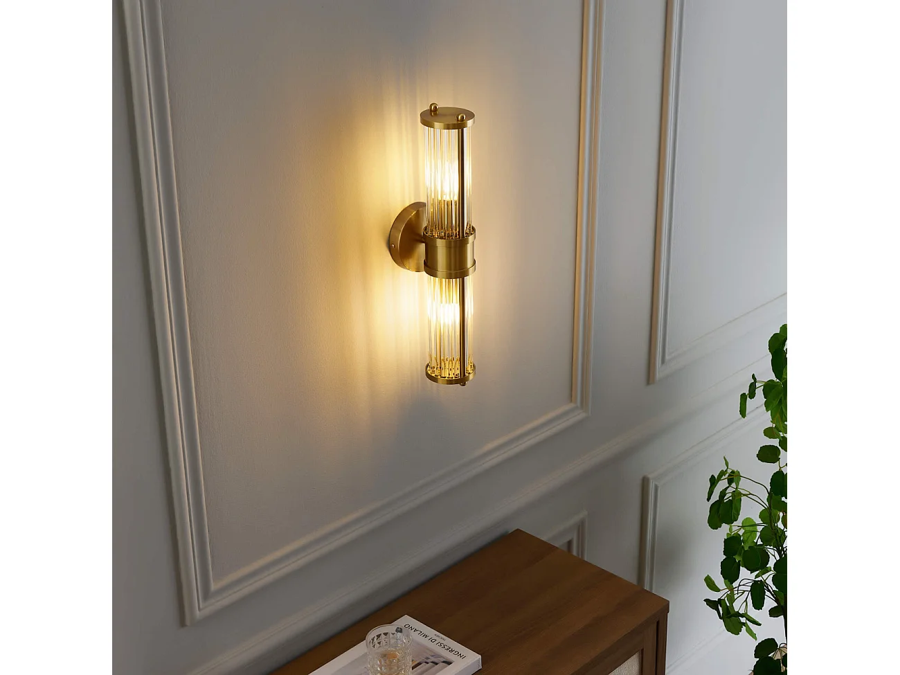 Applique couleur laiton fines tiges de verre - Medilia