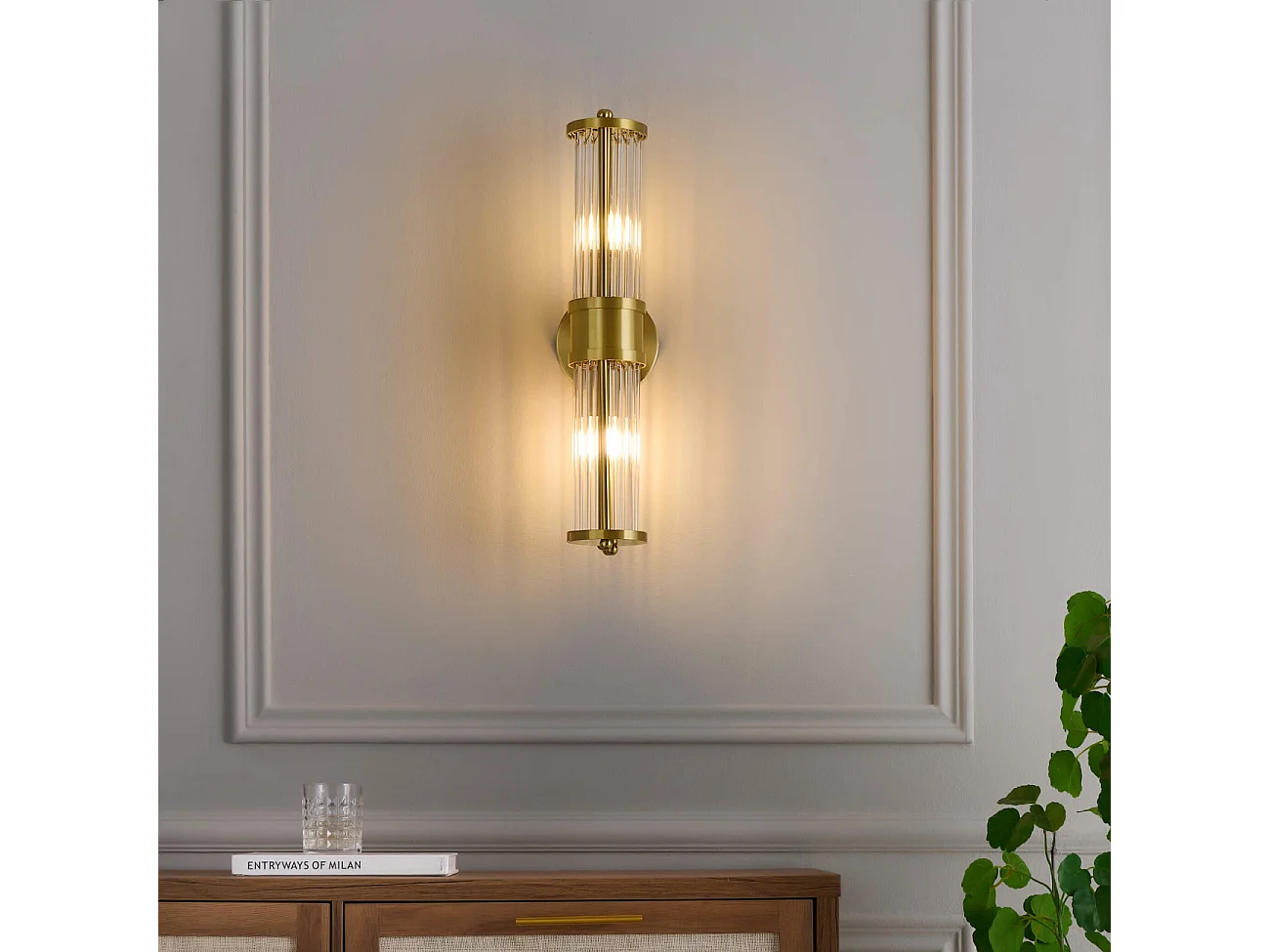 Applique couleur laiton fines tiges de verre - Medilia