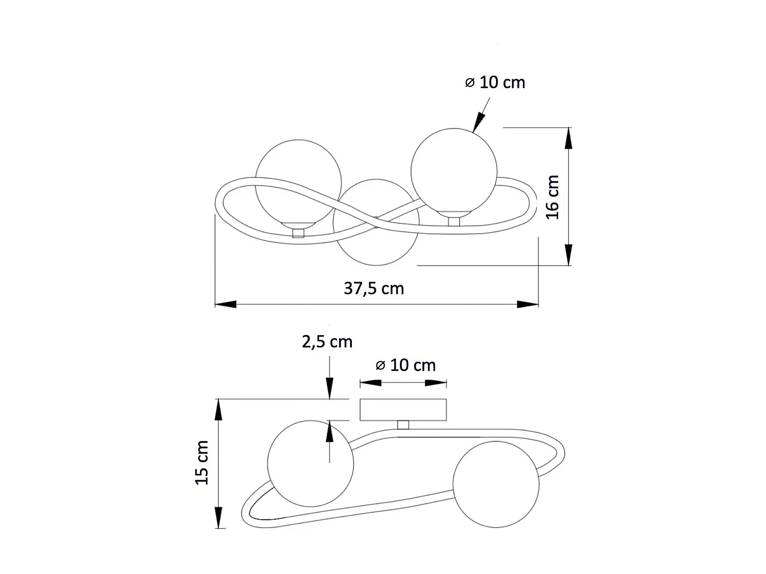 Applique murale dorée design double verre blanc - Novale