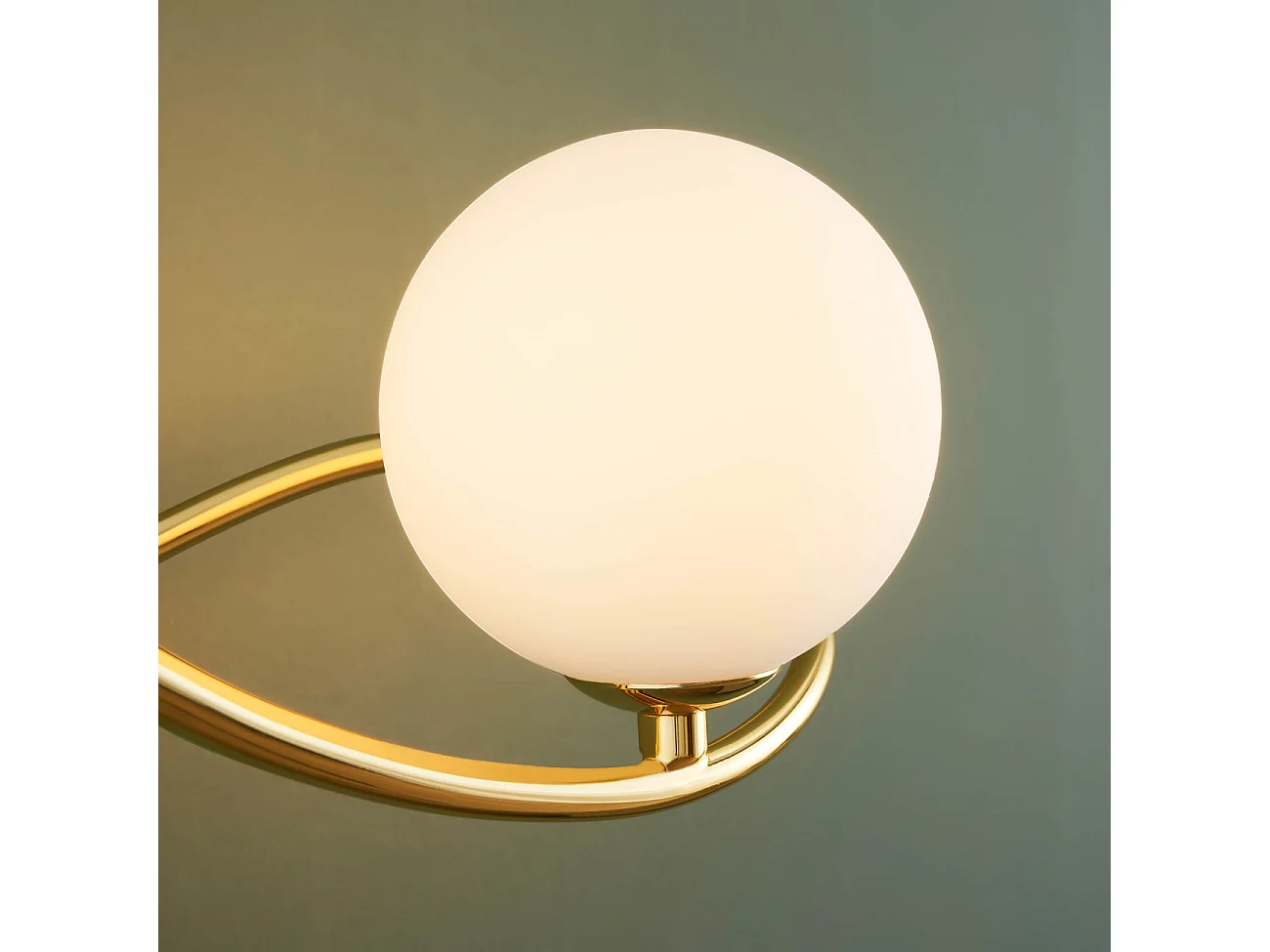 Applique murale dorée design double verre blanc - Novale