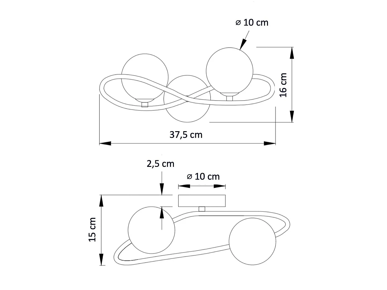 Applique murale dorée design double verre blanc - Novale