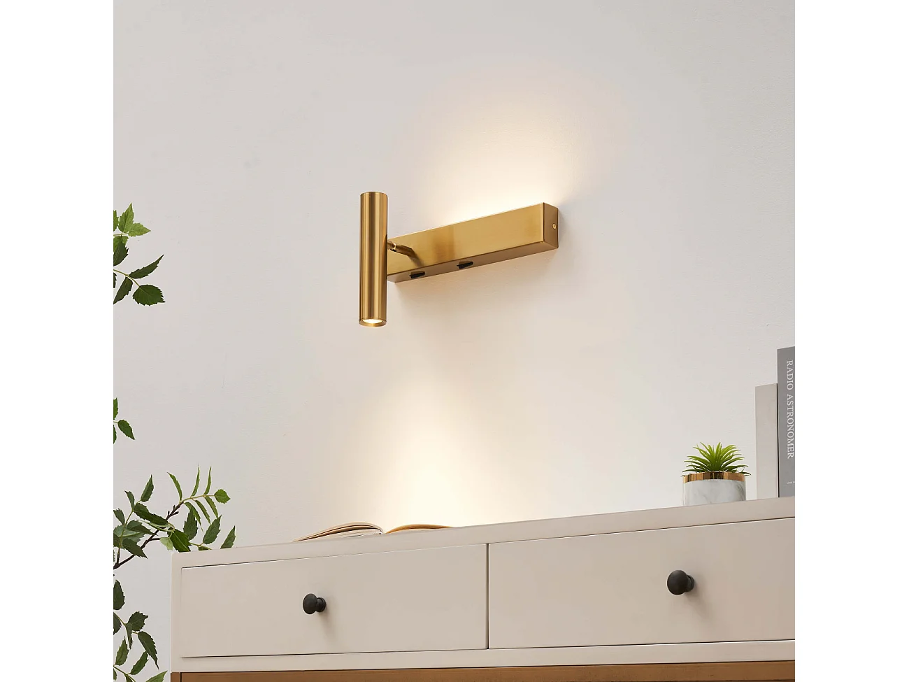 Applique laiton tête de lit liseuse gauche avec interrupteur - Lodvi