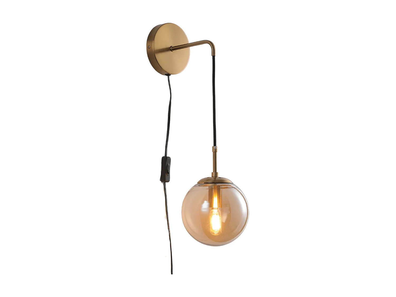 Applique dorée en verre avec câble et interrupteur - Robyn