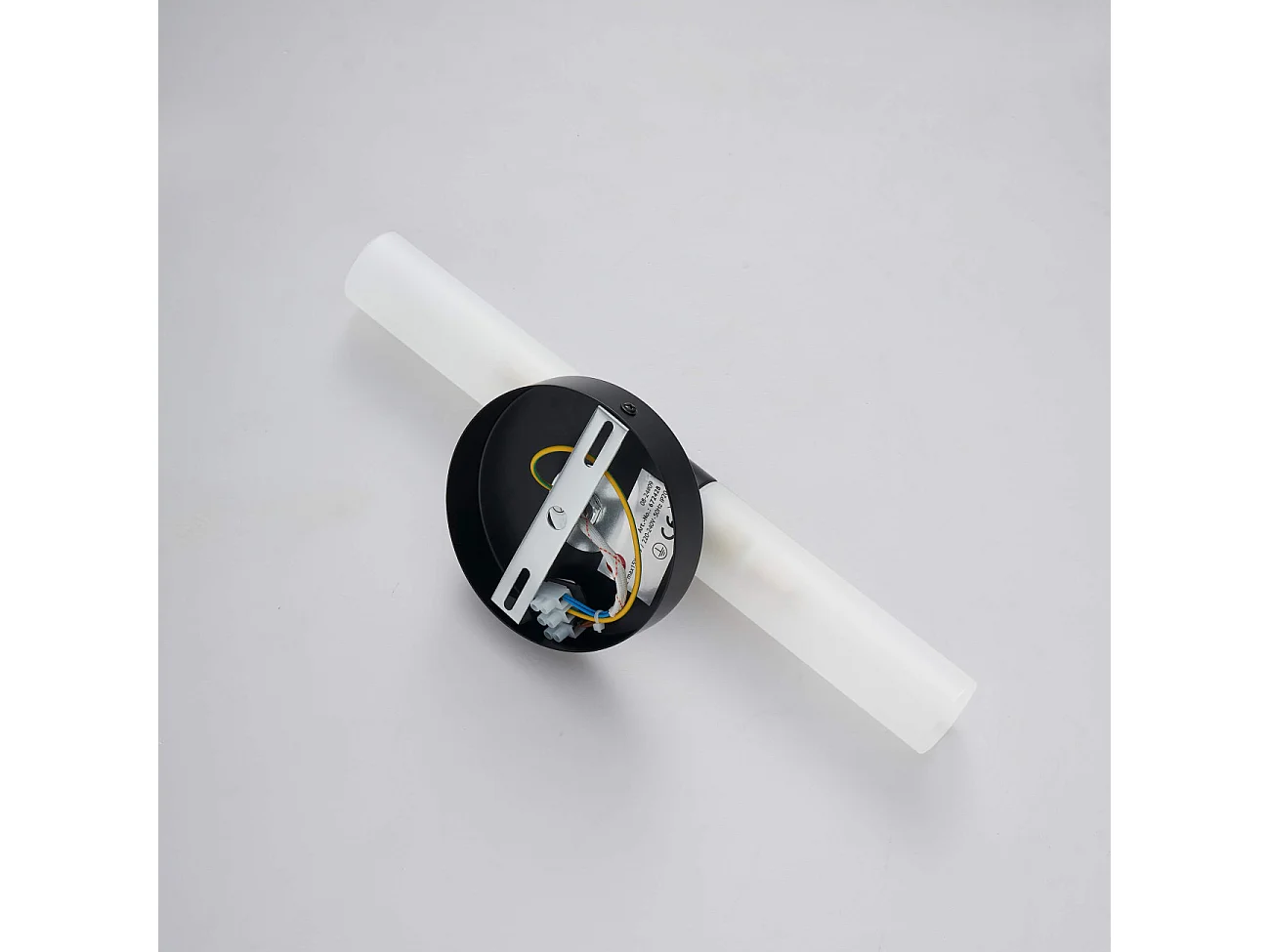 Applique noire avec double tube en verre blanc - Loreto