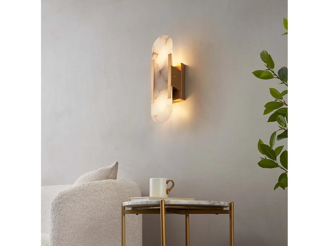 Applique chic métal doré et albâtre blanc - Enola