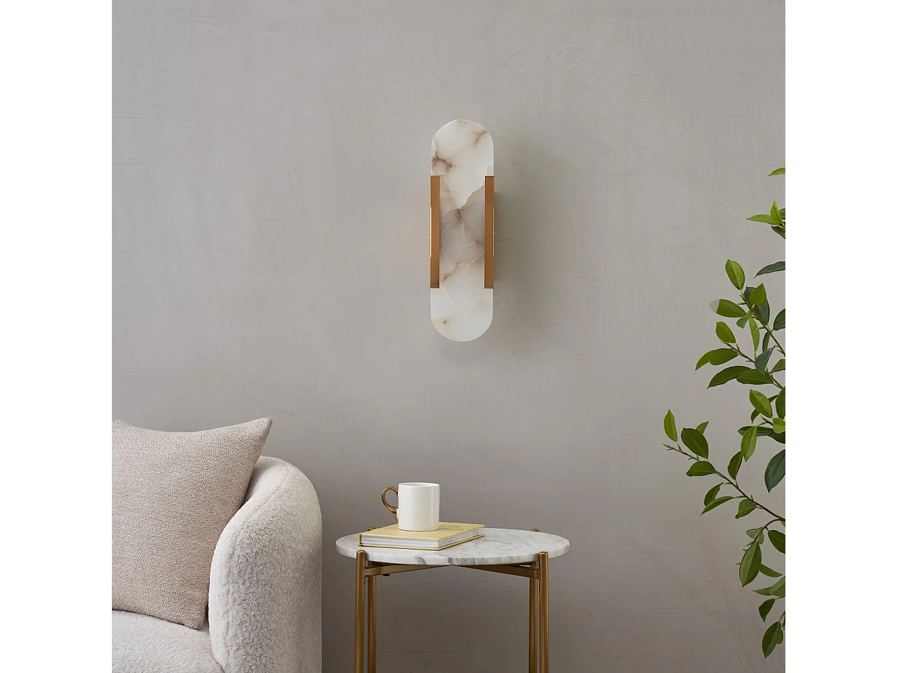 Applique chic métal doré et albâtre blanc - Enola