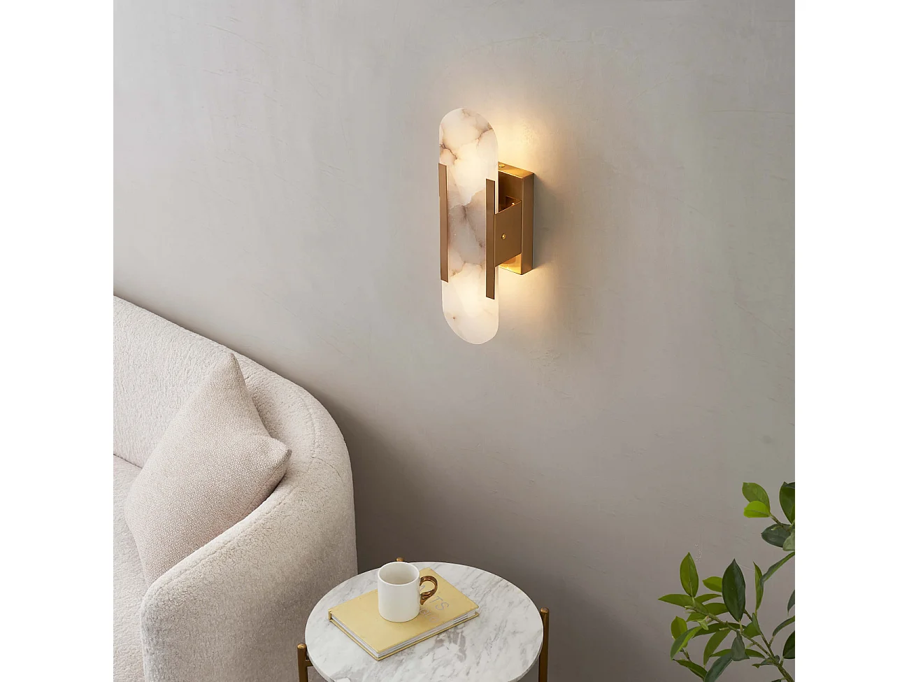 Applique chic métal doré et albâtre blanc - Enola