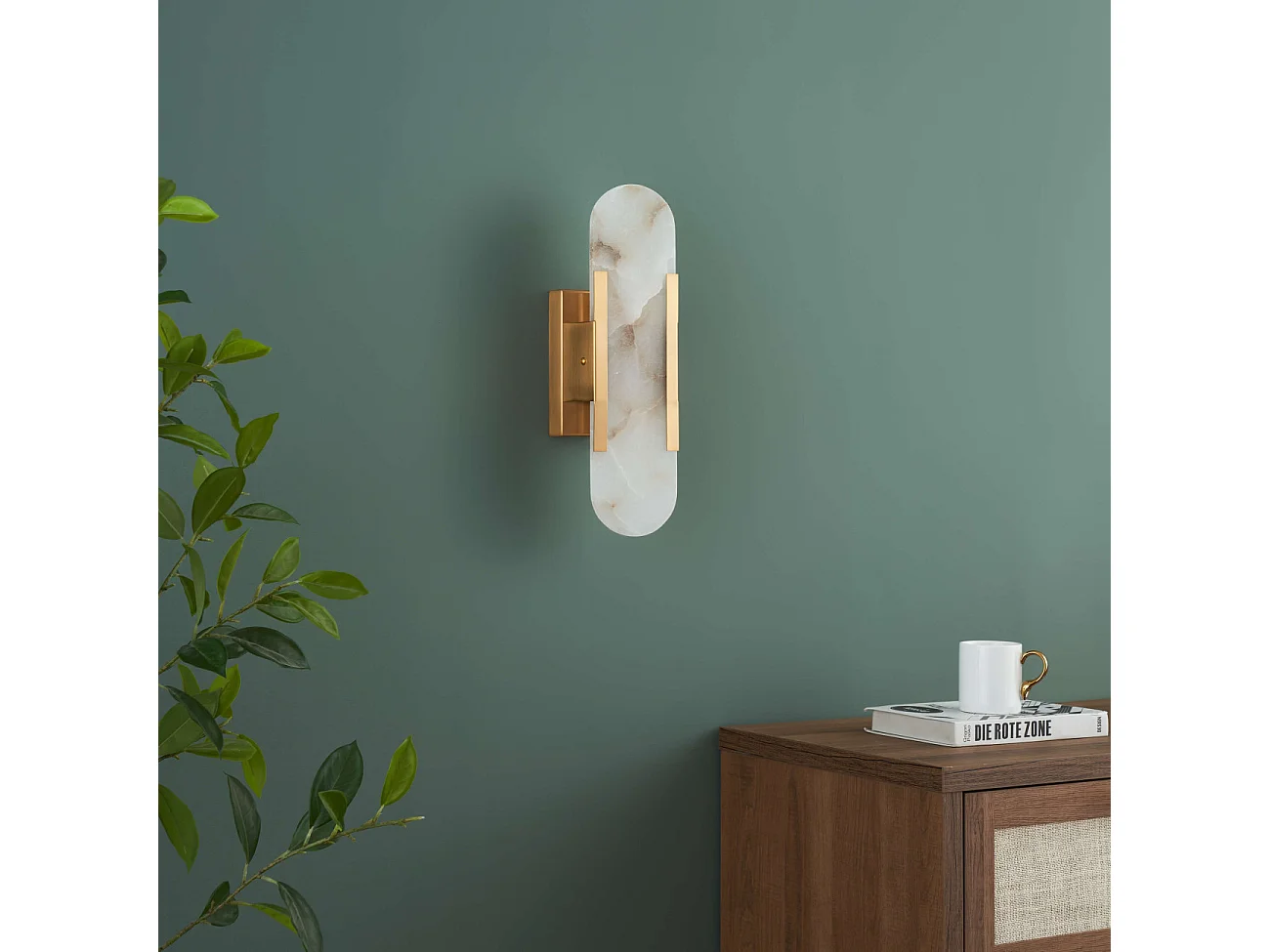 Applique chic métal doré et albâtre blanc - Enola